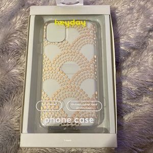 Heyday clear case with golden dotted designs fits iPhone XR and 11
